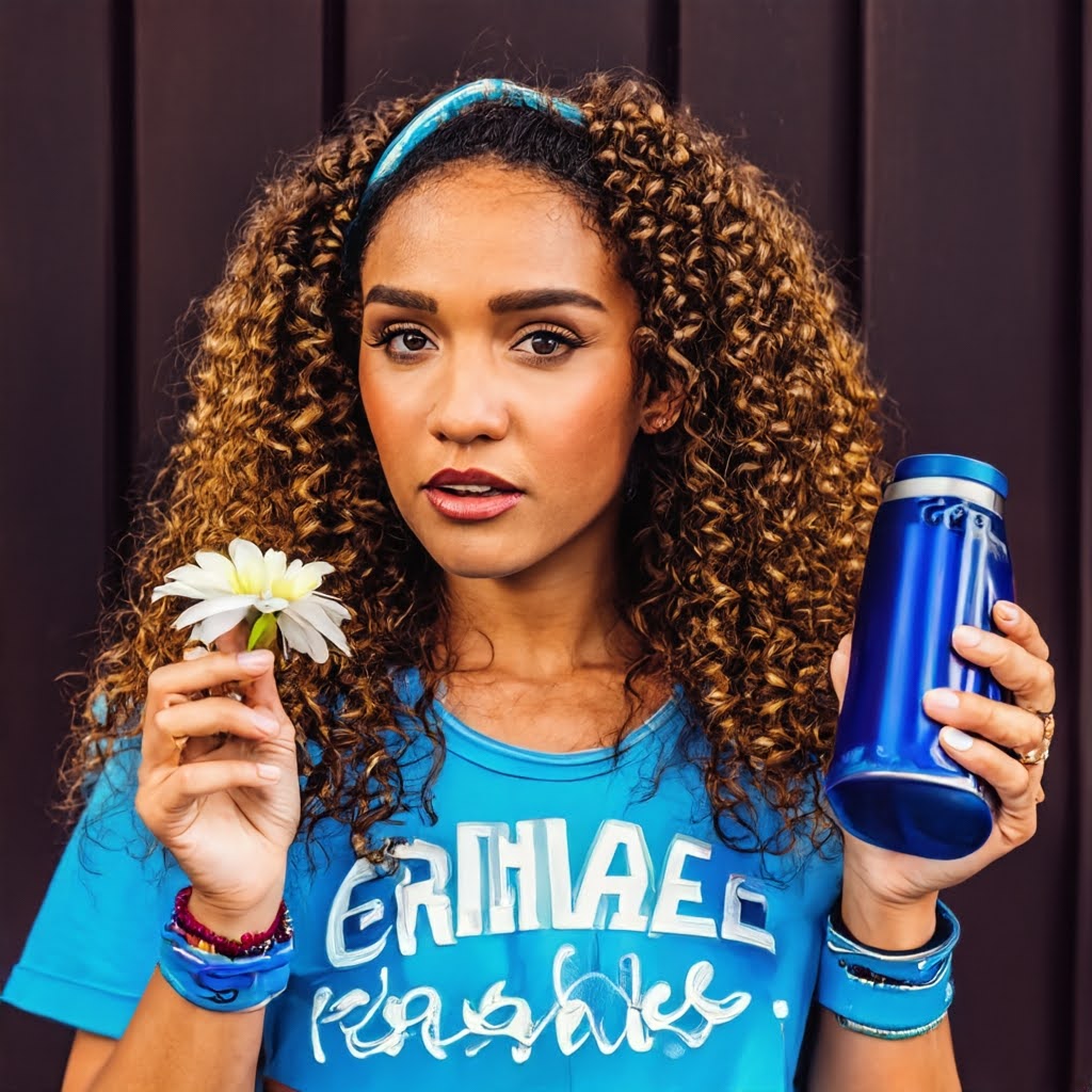 Girl holding flower and soda can